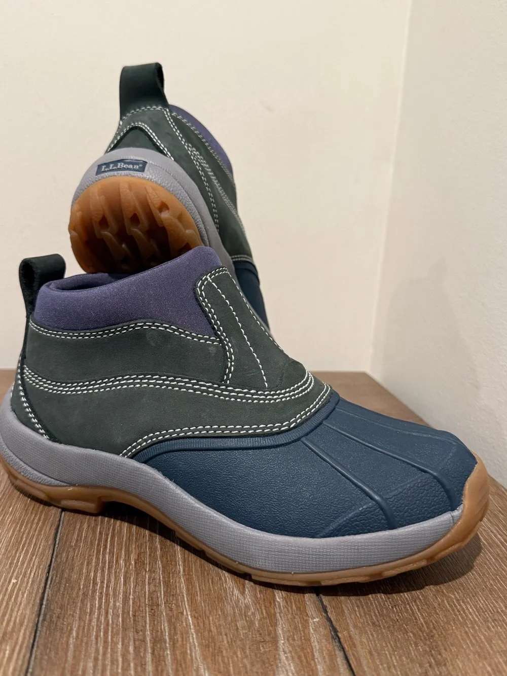 L.L. Bean Kids Boots Size 3 Navy Blue Storm Chaser Pull On Ankle Duck Boots